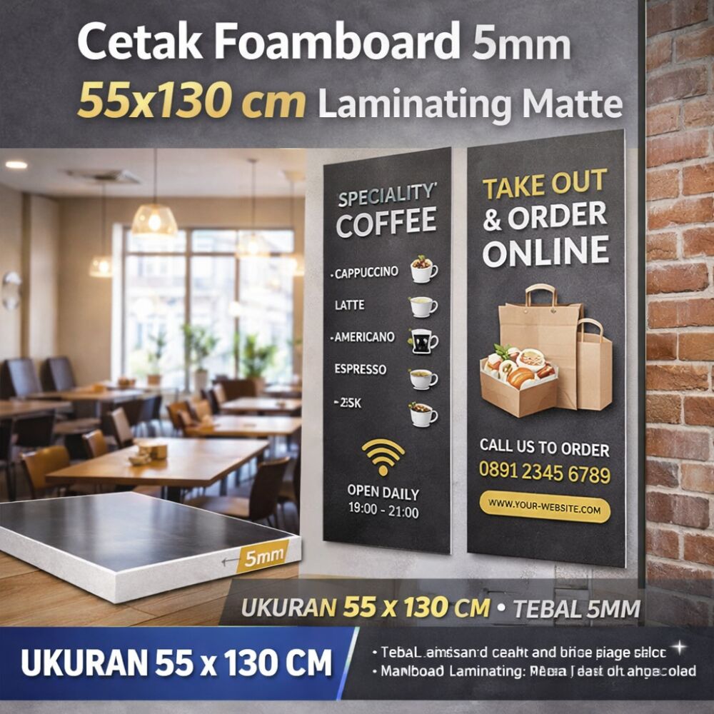 Cetak Foamboard 5mm 55x130 cm Laminating Matte