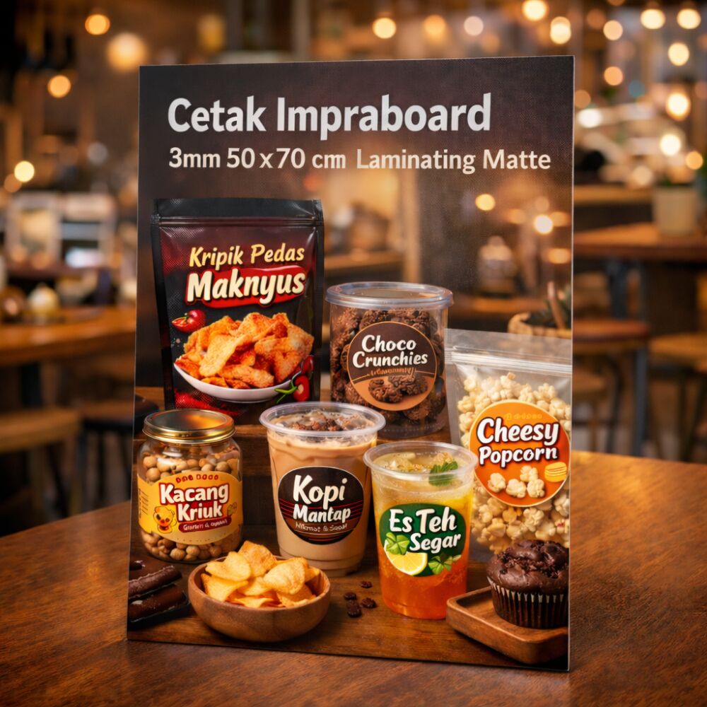 Cetak Impraboard 3mm 50x70 cm Laminating Matte