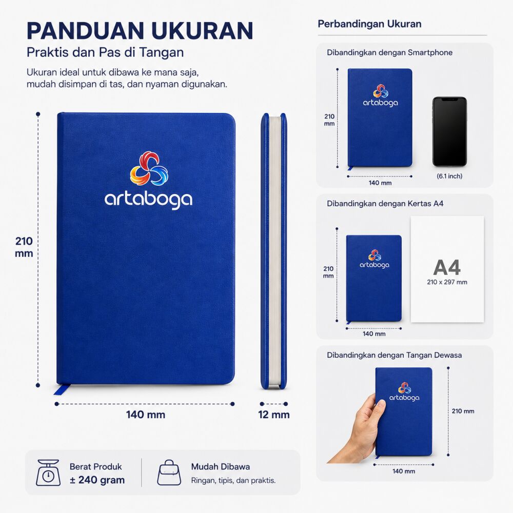 Note Personal Book PU Leather 210x140x12mm Isi 100 Lembar