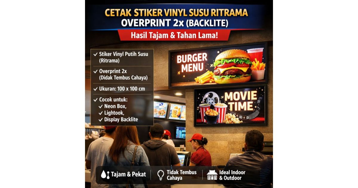 Stiker Backlite Ritrama Overprint 2x – Untuk Neon Box & Lightbox