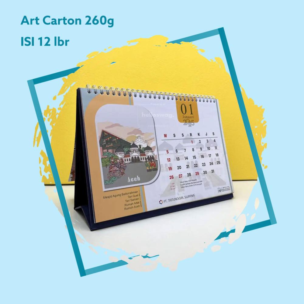 Kalender A5 210x150 Landscape, Isi 12 lbr, Art Carton 260g 2 Sisi